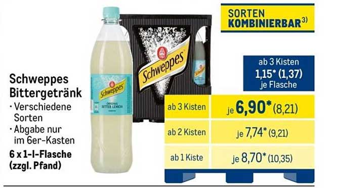 Schweppes Bittergetränk - Erfrischung in verschiedenen Sorten