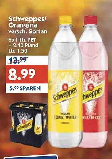 Schweppes/Orangina - 6x1 Ltr. PET
