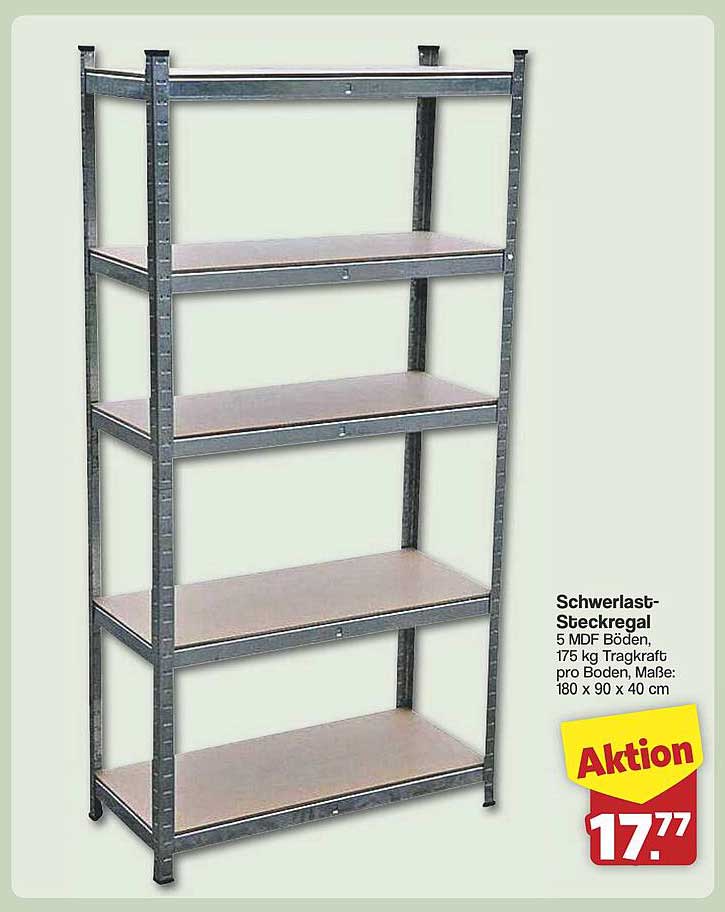 Schwerlast-Steckregal 5 MDF Böden