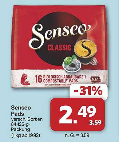 Senseo Pads – Verschiedene Sorten 84-125 g-Packung