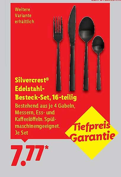 Silvercrest® Edelstahl-Besteck-Set, 16-teilig