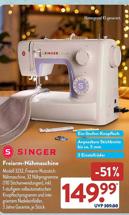 Singer Freiarm-Nähmaschine Modell 3232
