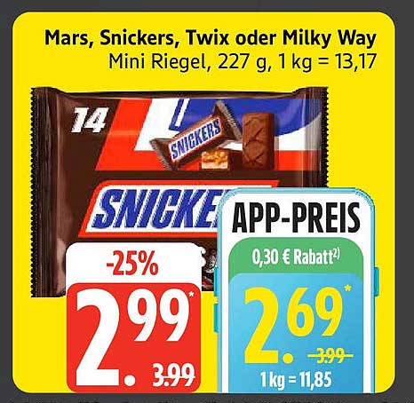 Snickers Mini Riegel 227 g – Jetzt zum Aktionspreis!