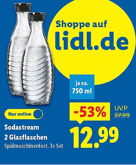 Sodastream 2 Glasflaschen Spülmaschinenfest - Je Set