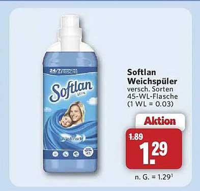 Softlan Weichspüler versch. Sorten 45-WL-Flasche (1 WL = 0.03)