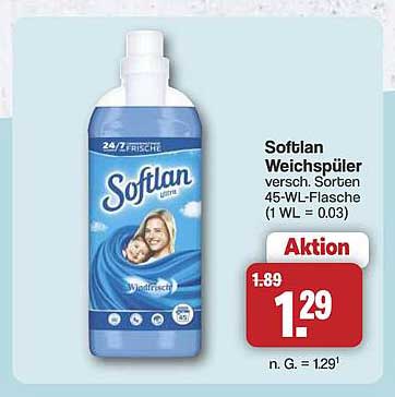 Softlan Weichspüler versch. Sorten 45-WL-Flasche (1 WL = 0.03)