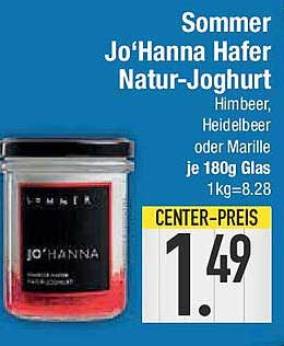 Sommer Jo‘Hanna Hafer Natur-Joghurt Himbeere, Heidelbeere oder Marille