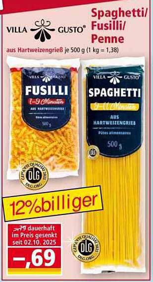 Spaghetti/Fusilli/Penne von Villa Gusto, 500 g