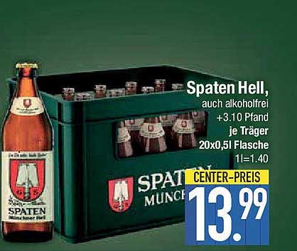 Spaten Hell - auch alkoholfrei