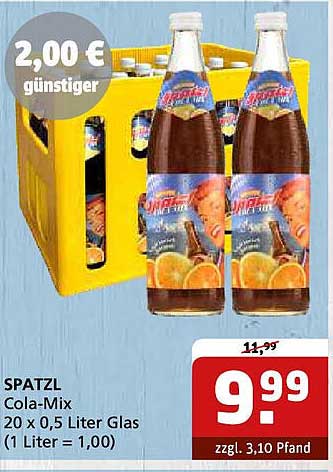 SPATZL Cola-Mix 20 x 0,5 Liter Glas