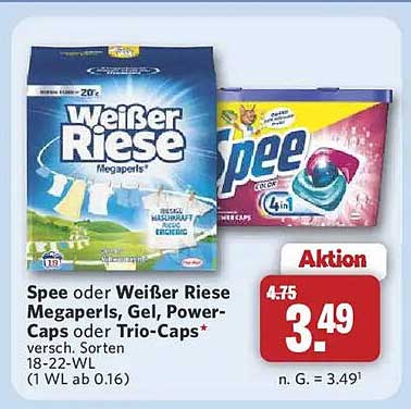 Spee oder Weißer Riese Megaperls, Gel, Power-Caps oder Trio-Caps, verschiedene Sorten