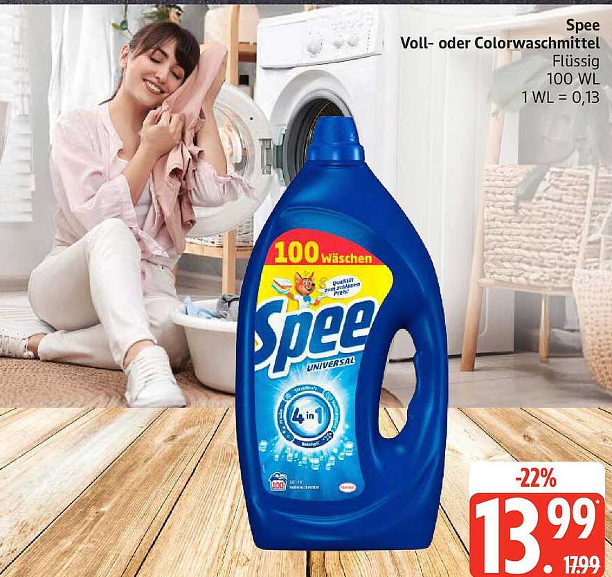 Spee Voll- oder Colorwaschmittel Flüssig, 100 WL