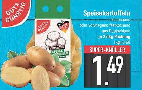 Speisekartoffeln festkochend oder vorwiegend festkochend aus Deutschland (2,5 kg)