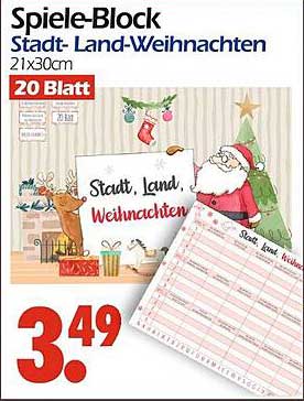Spiele-Block Stadt- Land- Weihnachten
