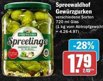 Spreewaldhof Gewürzgurken verschiedene Sorten 720 ml Glas