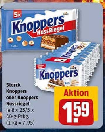 Storck Knoppers oder Knoppers Nussriegel 5x 40-g-Pckg