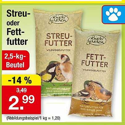 Streu- oder Fettfutter für Vögel - 2,5-kg-Beutel