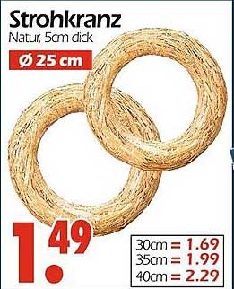 Strohkranz Natur, 25 cm Ø, 5 cm dick