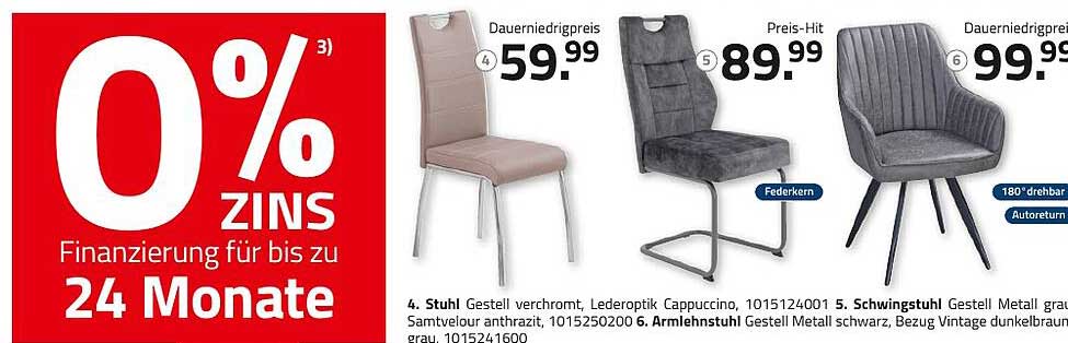 Stuhl Stoff anthrazit mit elegantem Design