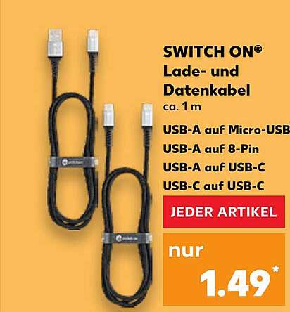 SWITCH ON® Lade- und Datenkabel ca. 1 m