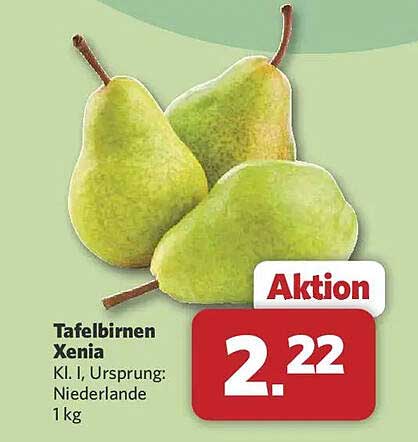 Tafelbirnen Xenia - Kl. I, Ursprung: Niederlande, 1 kg