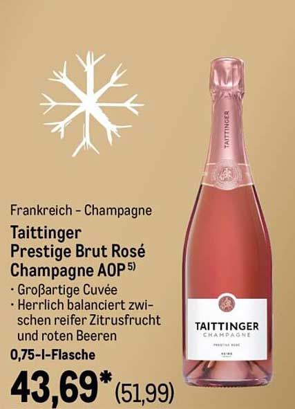 Taittinger Prestige Brut Rosé Champagne AOP 0,75 l-Flasche