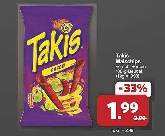 Takis Maischips verschiedene Sorten 100-g-Beutel