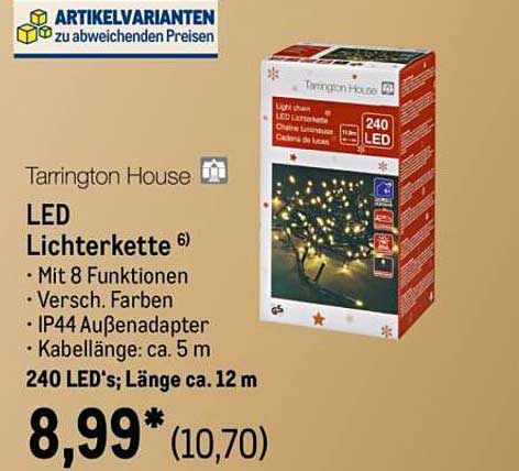 Tarrington House LED Lichterkette mit 240 LEDs und 8 Funktionen