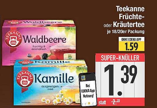 Teekanne Früchte- oder Kräutertee 18/20er Packung