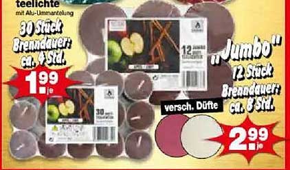 Teelichter 30 Stück - Brenndauer: ca. 4 Std.