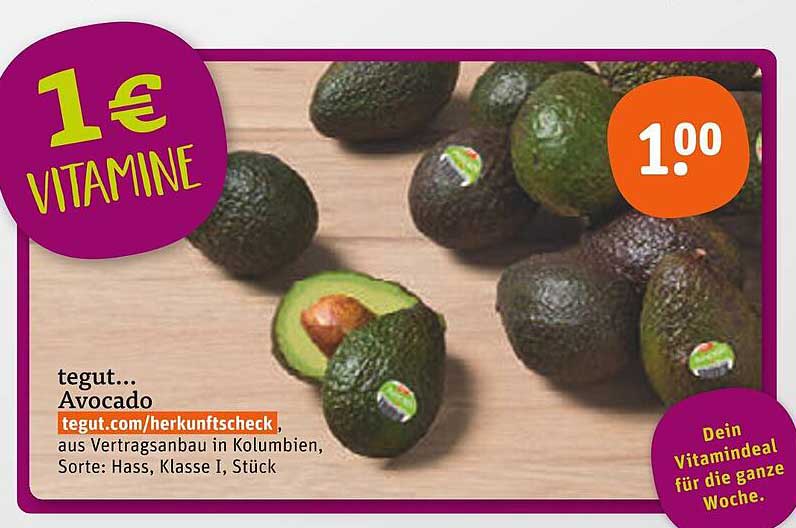 tegut... Avocado aus Vertragbau in Kolumbien, Sorte: Hass, Klasse I, Stück