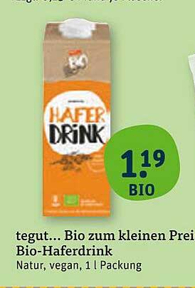 tegut... Bio-Haferdrink 1 l - Natur, vegan