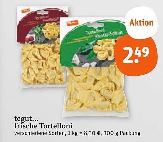 tegut... frische Tortelloni verschiedene Sorten, 300 g Packung