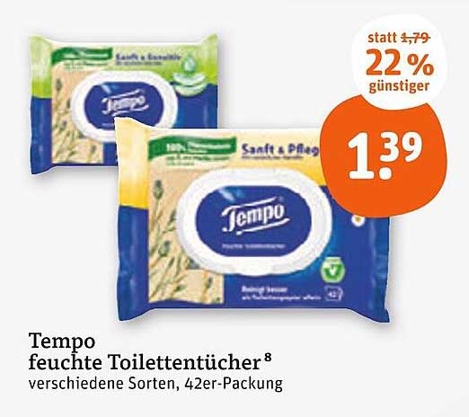 Tempo feuchte Toilettentücher 42er-Packung - jetzt nur 1,39 €!