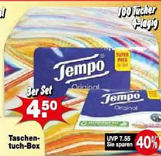 Tempo Taschentuch-Box 3er Set für 4,50 €