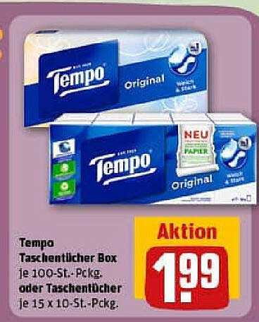 Tempo Taschentücher Box je 100-St.-Pckg. oder Taschentücher je 15 x 10-St.-Pckg.