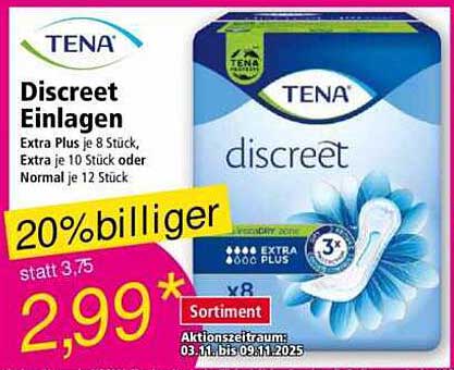 TENA Discreet Einlagen - Extra Plus (8 Stück)