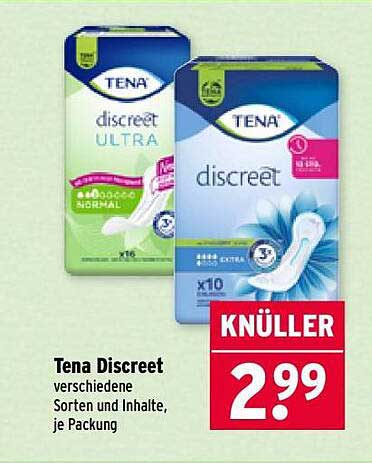 Tena Discreet verschiedene Sorten und Inhalte, je Packung
