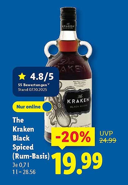 The Kraken Black Spiced (Rum-Basis) 0,7l