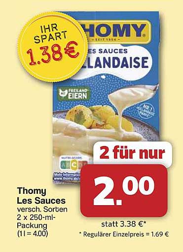 Thomy Les Sauces, verschiedene Sorten, 2 x 250-ml-Packung