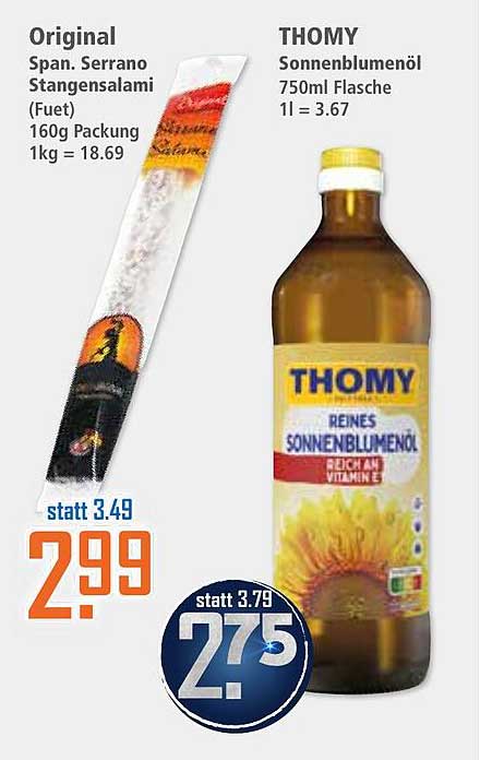 THOMY Sonnenblumenöl 750ml Flasche - Jetzt nur 2,75€
