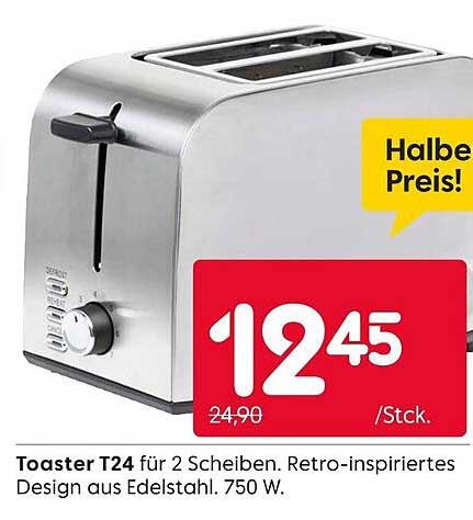 Toaster T24 für 2 Scheiben - Retro-inspiriertes Design aus Edelstahl