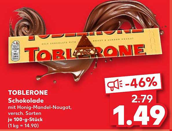 TOBLERONE Schokolade mit Honig-Mandel-Nougat, versch. Sorten