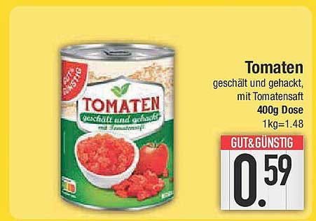Tomaten geschält und gehackt mit Tomatensaft 400g Dose