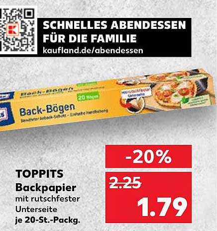 TOPPITS Backpapier mit rutschfester Unterseite, 20 Stück