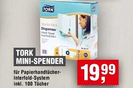 TORK MINI-SPENDER für Papierhandtücher-Interfold-System inkl. 100 Tücher