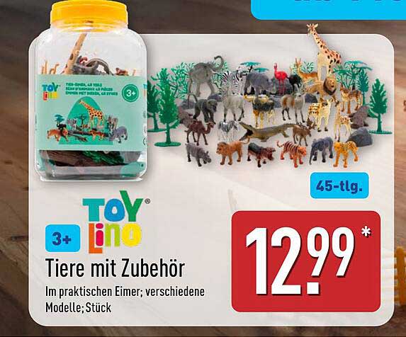 ToyLino Tiere mit Zubehör - 45-tlg.