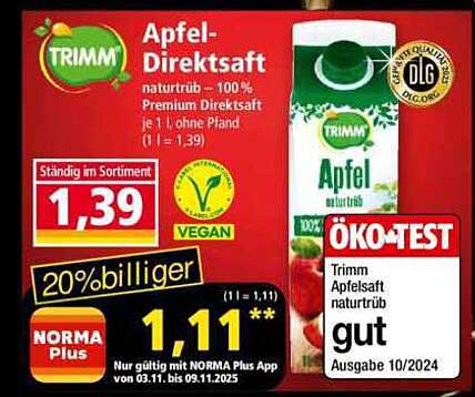 TRIMM Apfel-Direktapfel 100% naturtrüb
