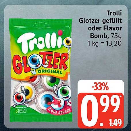 Trolli Glotzer gefüllt oder Flavor Bomb, 75g