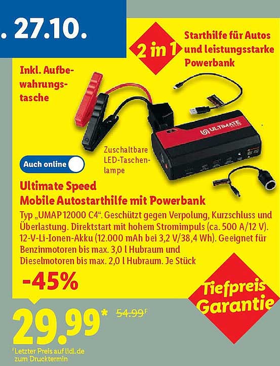 Ultimate Speed Mobile Autostarthilfe mit Powerbank